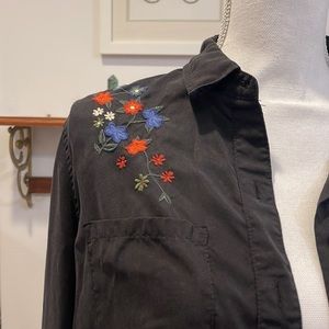 Floral Embroidered Button-Down Shirt